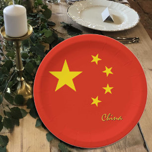 Assiettes En Carton Chinois Plaques Drapeau, fête, sport, Chine
