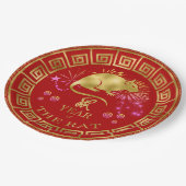 Assiettes En Carton Chinois Zodiac Rat Rouge/Or ID542 (Angle)