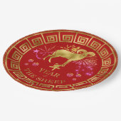 Assiettes En Carton Chinois Zodiac Sheep Red/Gold ID542 (Angle)