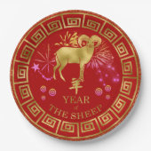 Assiettes En Carton Chinois Zodiac Sheep Red/Gold ID542 (Devant)