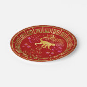 Assiettes En Carton Chinois Zodiac Singe Rouge/Or ID542 (Angle)
