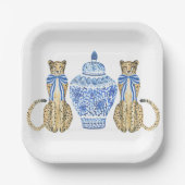 Assiettes En Carton Chinoiserie Aquarelle Bow Cheetah Ginger Jar (Recto)
