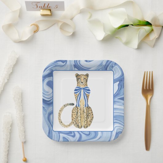 Assiettes En Carton Chinoiserie Aquarelle Bow Cheetah Party Plaques (Mariage)