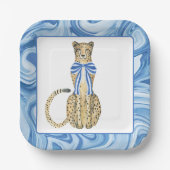 Assiettes En Carton Chinoiserie Aquarelle Bow Cheetah Party Plaques (Recto)