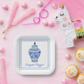 Assiettes En Carton Chinoiserie Aquarelle Ginger Jar Plaques (Fête)