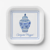 Assiettes En Carton Chinoiserie Aquarelle Ginger Jar Plaques (Recto)