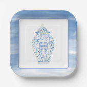 Assiettes En Carton Chinoiserie Aquarelle Ginger Jar Vase (Recto)