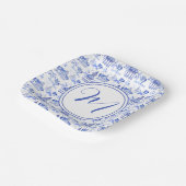 Assiettes En Carton Chinoiserie Aquarelle Pagode Motif (Angulaire)