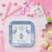 Assiettes En Carton Chinoiserie Aquarelle Topiaire Héron bleu (Fête)