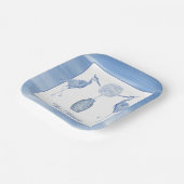 Assiettes En Carton Chinoiserie Aquarelle Topiaire Héron bleu (Angulaire)