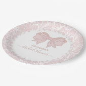 Assiettes En Carton Chinoiserie blanche rose pâle Fête des mariées flo (Angle)