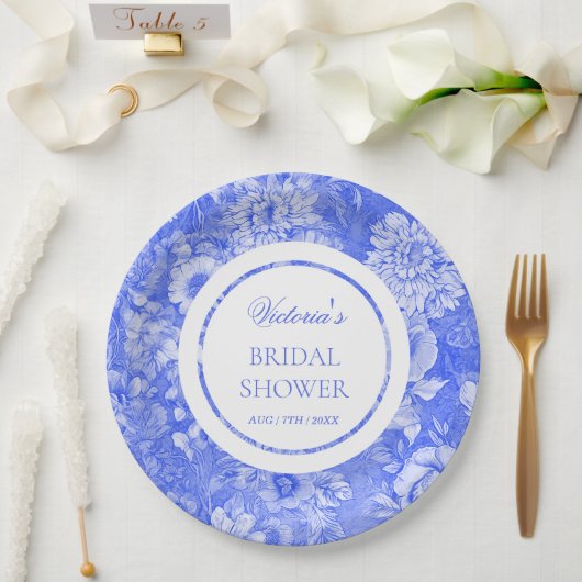 Assiettes En Carton Chinoiserie bleu blanc Baby Shower (Mariage)