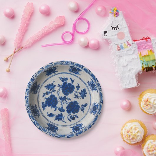 Assiettes En Carton Chinoiserie bleu et blanc de Chinois de porcelaine (Fête)
