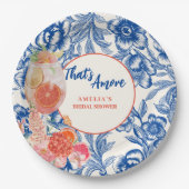 Assiettes En Carton Chinoiserie bleu fleuri chapeaux Amore Fête des ma (Devant)