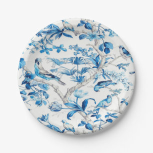 Assiettes En Carton Chinoiserie bleue et blanche