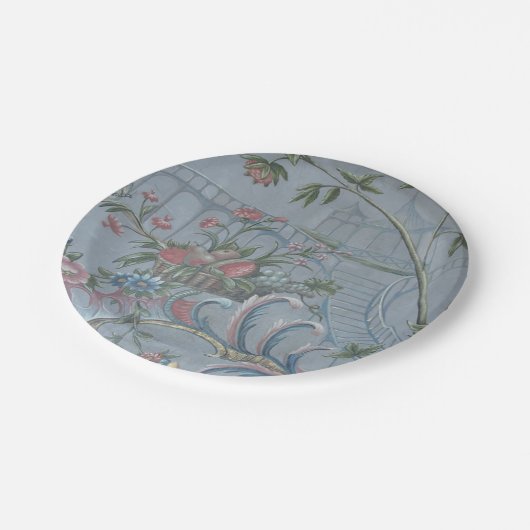 Assiettes En Carton Chinoiserie Blue China Floral Jardin antique rose (Angle)