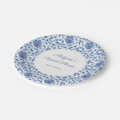 Assiettes En Carton Chinoiserie Chic Impression Mariage Bleu et Blanc (Angle)