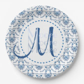 Assiettes En Carton Chinoiserie Delft Motif bleu ・ personnalisé (Devant)