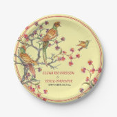 Assiettes En Carton Chinoiserie d'oiseaux Jaunes Tropical CustomPaper  (Devant)