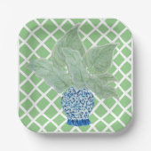 Assiettes En Carton Chinoiserie Ginger Jar Jars Feuilles tropicaux (Recto)