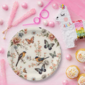 Assiettes En Carton Chinoiserie Harmonie des oiseaux et des papillons (Fête)