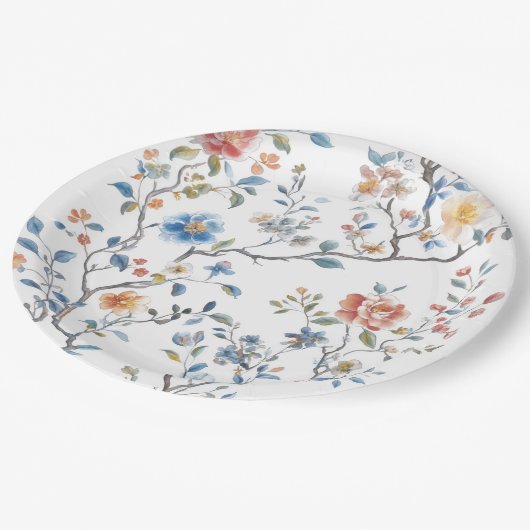 Assiettes En Carton Chinoiserie Motif aquarelle (Angle)
