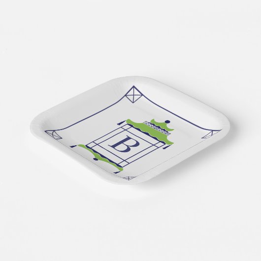 Assiettes En Carton Chinoiserie Plaques de la Pagode Monogrammé (Angulaire)