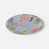 Assiettes En Carton Chinoiserie rose bleu tropical Plaque en papier fl (Angle)