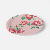 Assiettes En Carton Chinoiserie rose et rouge (Angle)