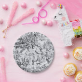 Assiettes En Carton Chinoiserie Toile Noir Blanc Style Rustique (Fête)