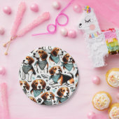 Assiettes En Carton Chiot Beagle vintage sans couture (Fête)