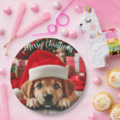 Assiettes En Carton Chiot d'assistance de père Noël (Fête)