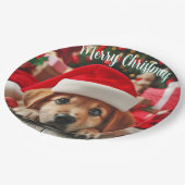 Assiettes En Carton Chiot d'assistance de père Noël (Angle)