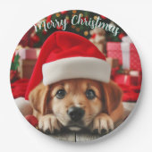 Assiettes En Carton Chiot d'assistance de père Noël (Devant)