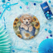 Assiettes En Carton Chiot de tournesol (Fête)