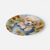 Assiettes En Carton Chiot de tournesol (Angle)