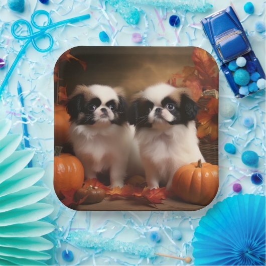 Assiettes En Carton Chiot japonais Chiot Automne Citrouille délice (Fête)