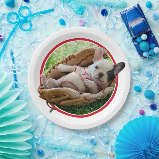 Assiettes En Carton Chiot mignon dans un gant de base-ball (Fête)