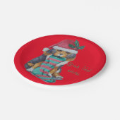 Assiettes En Carton chiot noir et brun mignon vêtu pour noël (Angle)