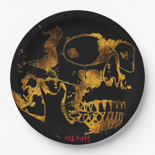 Assiettes En Carton chiot rouge "Plattre d'or" (Devant)