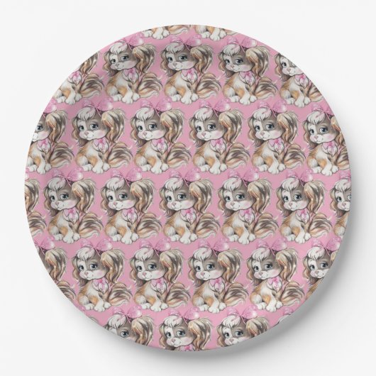 Assiettes en carton chiots (Devant)