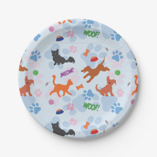 Assiettes En Carton Chiots et chatons