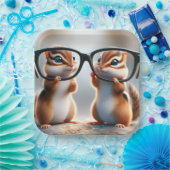 Assiettes En Carton Chipmunks avec lunettes noires (Fête)