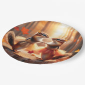 Assiettes En Carton Chipmunks d'automne (Angle)