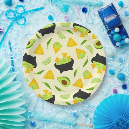 Assiettes En Carton Chips Tortilla et Motif Guacamole (Fête)
