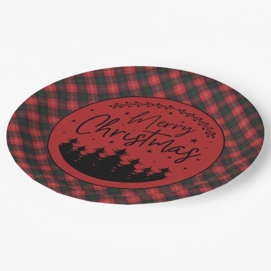 Assiettes En Carton Chisholm Modern Scottish Clan Tartan Christmas (Angle)