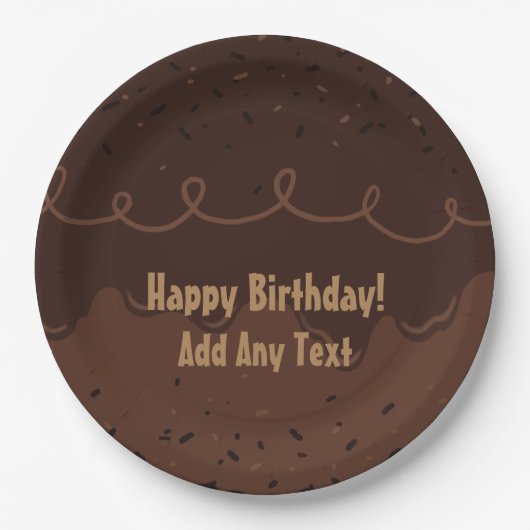 Assiettes En Carton Chocolat Anniversaire Gel Frosting (Devant)