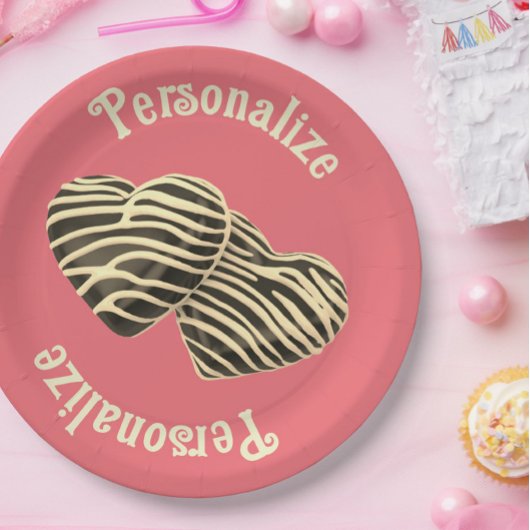 Assiettes En Carton Chocolat bonbon coeur rose amour mignon