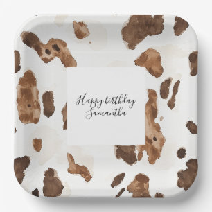 Assiettes En Carton Chocolat Brown crémeux Vache Imprimer Animal Anniv
