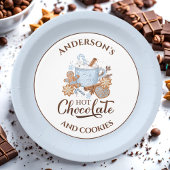 Assiettes En Carton Chocolat chaud bleu Noël Nom Plaques en papier
